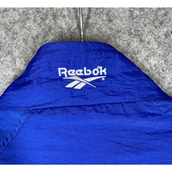 VINTAGE Reebok Track Suit Mens XL Blue White Nylon Windbreaker 2 Piece 90s - Picture 8 of 15